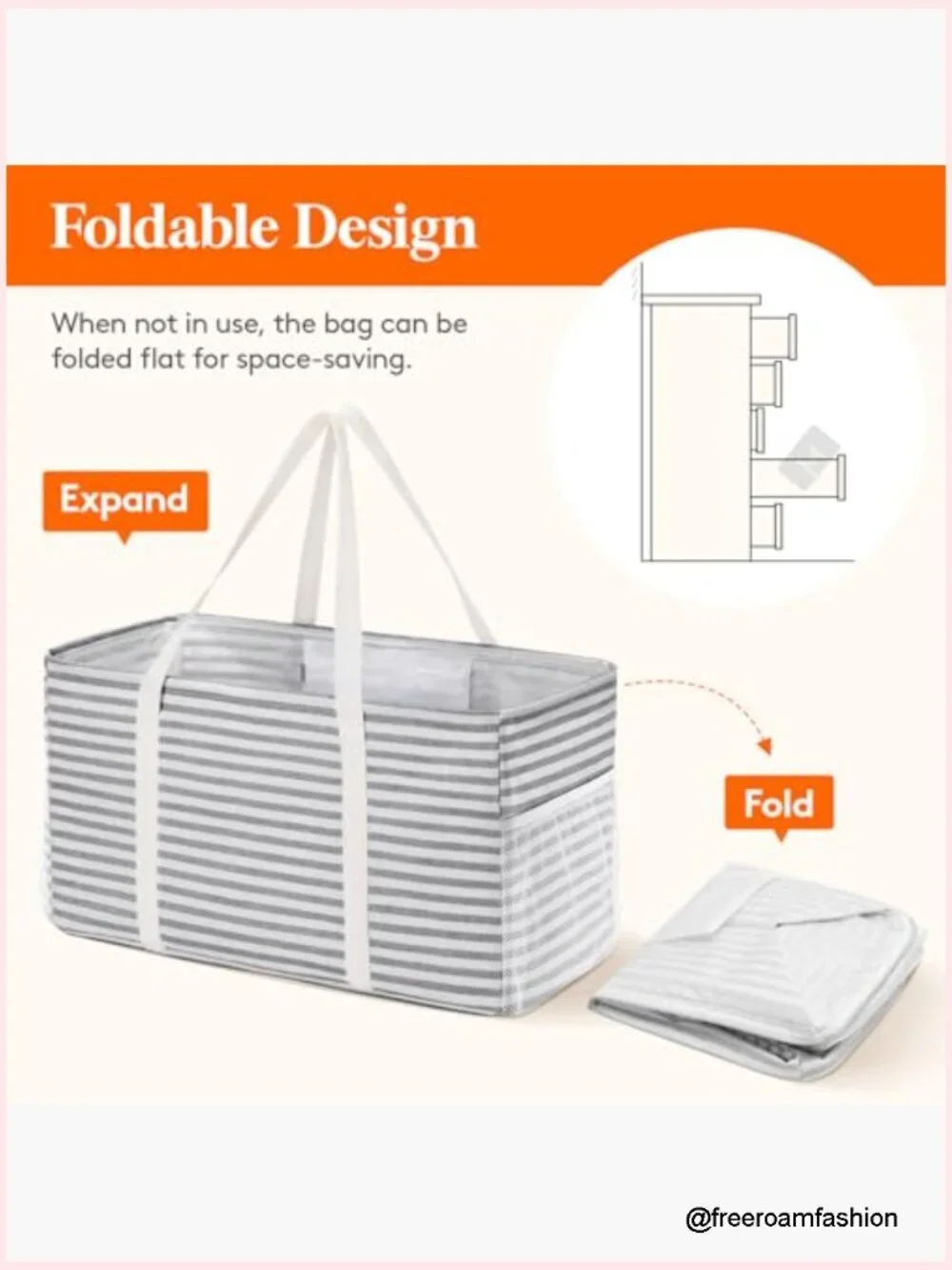 Extra Large Tote Bag, Reusable Grocery Bags with Wire Frame, Standing Foldable